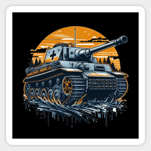 German Panzer Tank Art Apparel Sticker by BattlegroundGuide.com